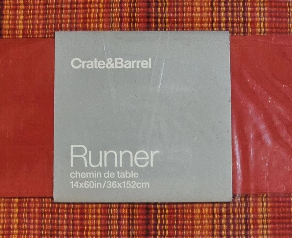 Crate And Barrel Owen Woven Table Runner Vermilion Red 14×60in Cotton - Image 4 of 4