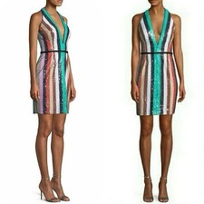 Jovani Sequin Sleeveless V Neck Halter Mini Dress Size 8 Prom Summer Wedding