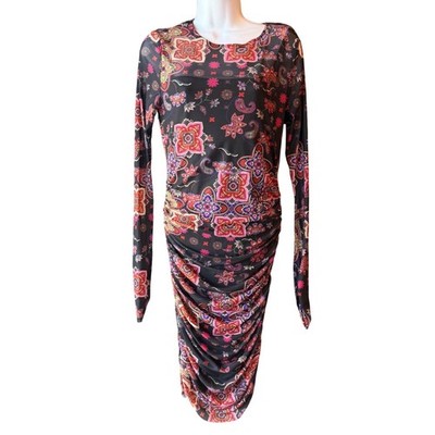 Chelsea & Violet Floral Ruched Bodycon Midi Dress Long Sleeve Black Medium New | eBay Chelsea & Violet Floral Ruched Bodycon Midi Dress Long Sleeve Black Medium New | eBay