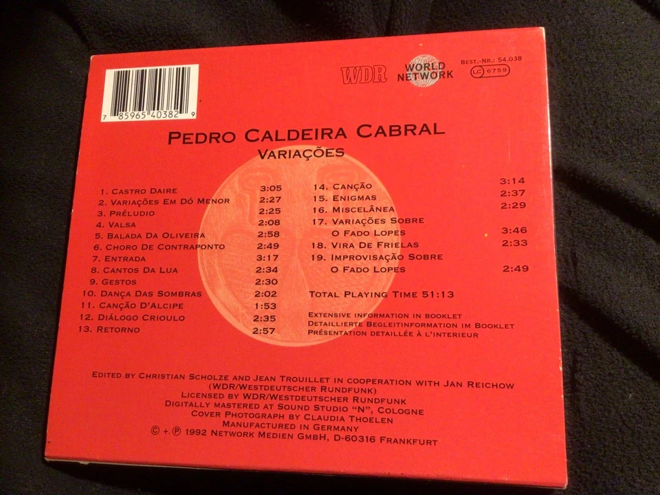 Pedro Caldeira Cabral - CD - Variações-guitarra portuguesa-WDR World Network ... - Bild 2 von 2