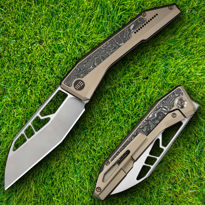 We Knife Co Ltd Folding Knife 3.5'' M390 Steel Blade Titanium/Aluminum Foil/CF