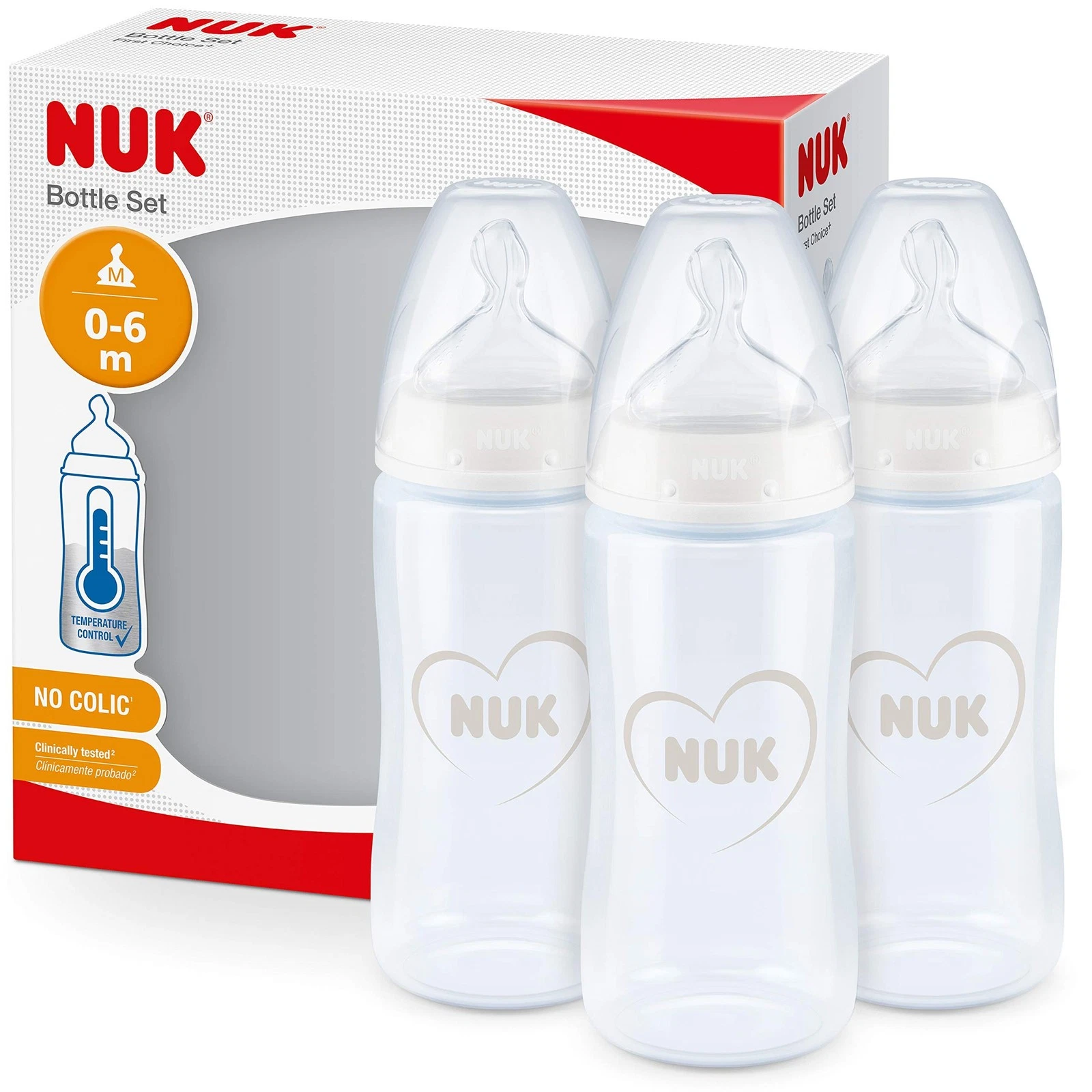 NUK First Choice+ Baby Bottles | 0-6 Months | 300 ml | Anti-Colic Bottles with
Opens in a new window