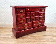 Dollhouse Dresser Chest 6 Opening Drawers 1:12 Scale Miniature Mahogany Finish