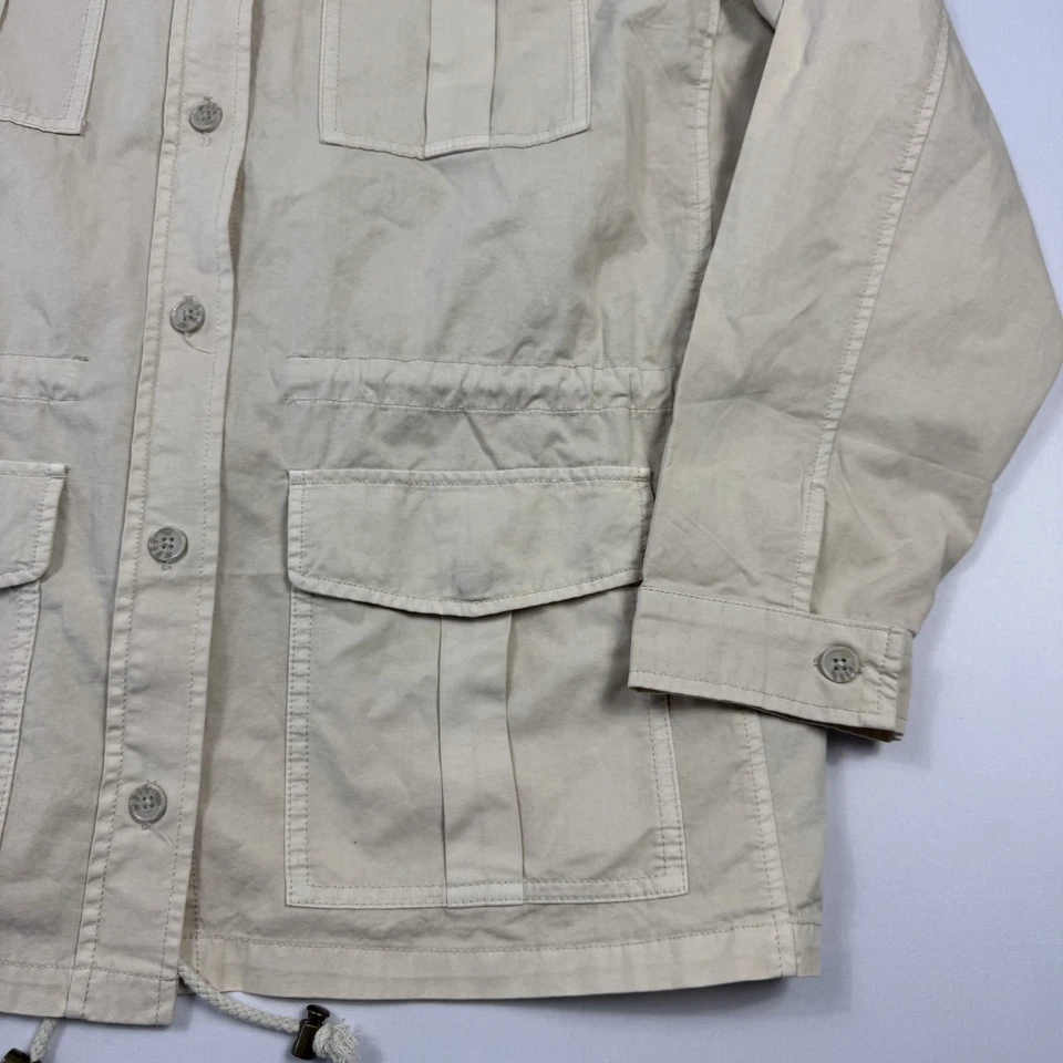 Camisa Buffalo Militar Safari Jaqueta Botão Manga Longa Algodão Bege Feminina Extra Grande - Imagem 4 de 4