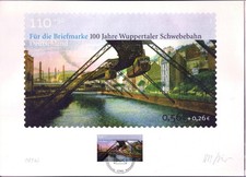 " 100 J Schwebebahn Wuppertal " Sonderdruck mit MiNr. 2171 vom 8. 3. 2001