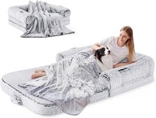 Human Dog Bed for Adult, 2 in 1 Foldable Giant Dog Bed for People Fits Pet Famil