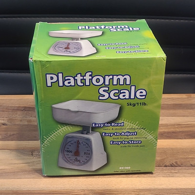 Mechanical Kitchen Scale 5kg/11lb Easy-to-Read Easy-to-Adjust Square White Bowl