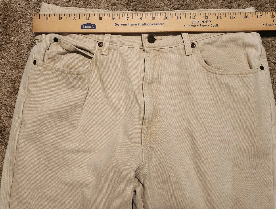 Pantalones de mezclilla LL Bean forrados de franela para hombre 34x30 calce clásico crema marfil 100220 Foto 4 de 4