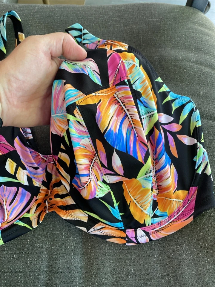 NWT Elomi Swim Tropical Falls Bikini Top ES801502BLK 36H UK  - Image 2 of 4