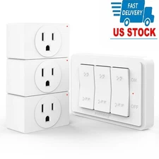 3-Outlet Wireless Remote Control Plug - Grounded Electrical Switch