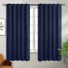 Rod Pocket and Back Tab Blackout Curtains 42"W x 63"L Pack of 2 Navy Blue