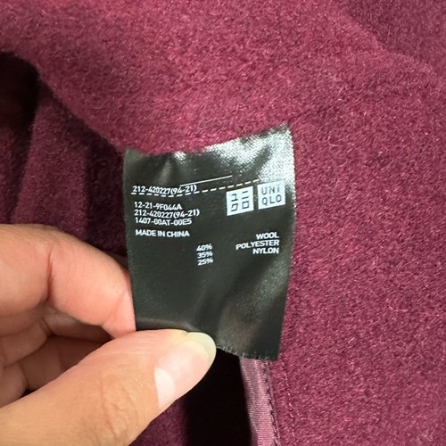 Uniqlo Double Face Mantel mit Kapuze weinrot rot Wollmischung Größe S - Bild 5 von 6