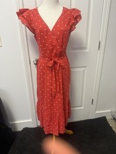 Old Navy Dress Womens Medium Polka Dot Short Sleeve Surplice Wrap Ruched