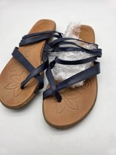 BOC Born Concept Women's Slip On Sandals Size 8 Alisha Toe Loop Flats Slide Navy