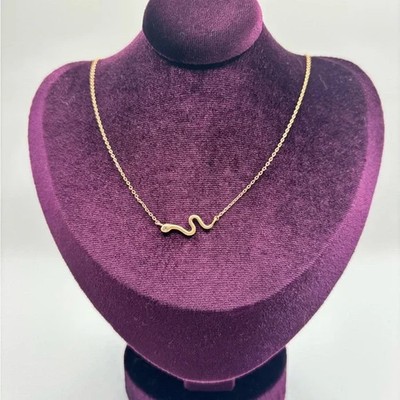 NWT Secret Box New York Snake Necklace Brass Gold Tone Minimalist