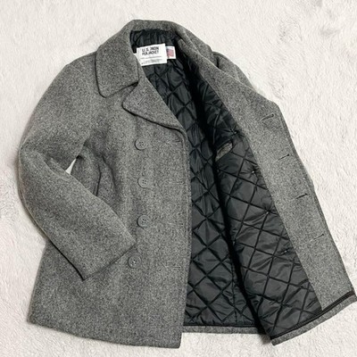 Schott wool Pea Coat Jacket Blouson Men Size 38 Gray quilted padded Genuine