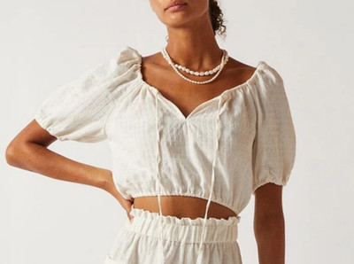Casa Raki Rosa Blouse Cropped Top size Small