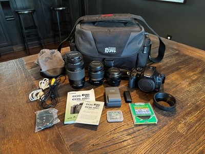 Canon EOS Rebel XTi/400D DSLR Camera with 3 Lenses, Bag, and Accessories