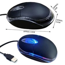 Wired USB LED Light Optical Mouse For PC Laptop Computer Scroll Black Wheel Mice