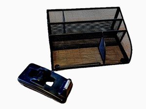 Mesh Desktop Organizer Office Supplies Black and Tape Dispenser 