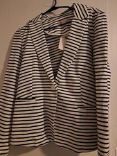 Philosophy black and white striped women's blazer size L NWT
