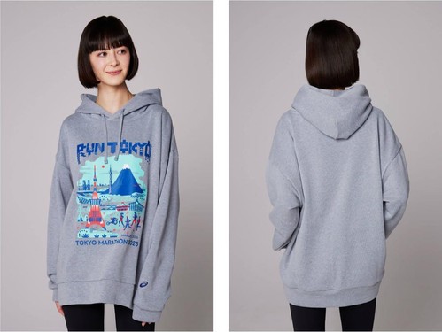 Tokyo Marathon 2025 Limited Pixel Art Sweat Hoodie Asics S-size From Japan - Picture 2 of 4