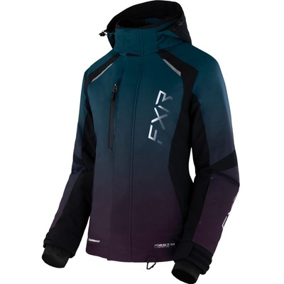 FXR Womens Pulse Snowmobile Jacket F.A.S.T. 3.0 HydrX Pro Ocean-Plum Fade
