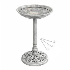 NEW! Traditional Ornamental Pedestal Garden Water Bird Bath (Stone)