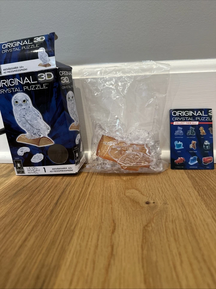 Puzzle Búho Cristal 3D Original Nivel 1 Con Caja, Tarjeta Y Bolsa Sin Abrir Foto 4 de 4