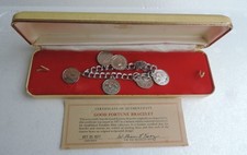 Rare bracelet à breloques en argent sterling 925 Good Fortune Franklin Mint...