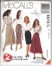 6673 McCALLS 2 Hour -SKIRT Slim/Full - Sz 10/12/14