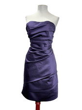 David's Bridal Size 4 Purple Pleated Strapless Cocktail Prom Bridesmaid Dress