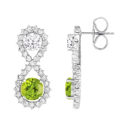 Unendlichkeit 3,80 ctw runde natürliche Peridot und Moissanit 925 Silber Ohrstecker
