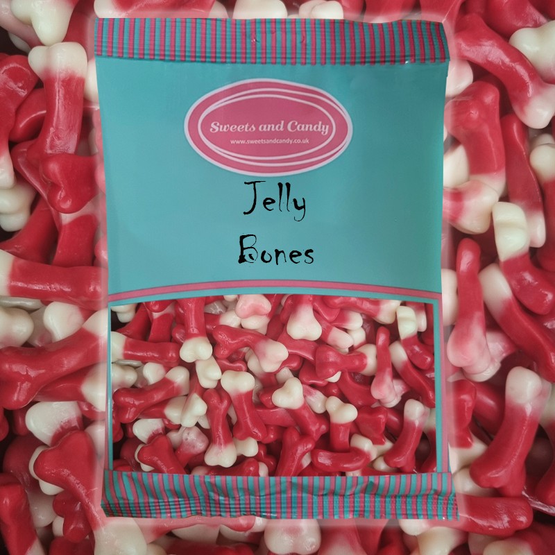 Jelly Bones 1Kg - Red and White Jelly Bones - Halloween Sweets Bulk 1 Kilo Bag