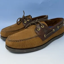 Sperry Top-Sider Boat Shoes Mens Sz 10.5 EW Wide Nubuck Leather A/O 2-Eye 195412