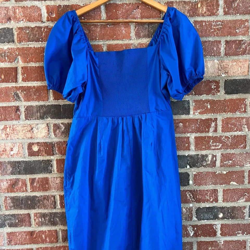 Vestido para mujer Mango azul manga abullonada talla 10 Foto 2 de 4