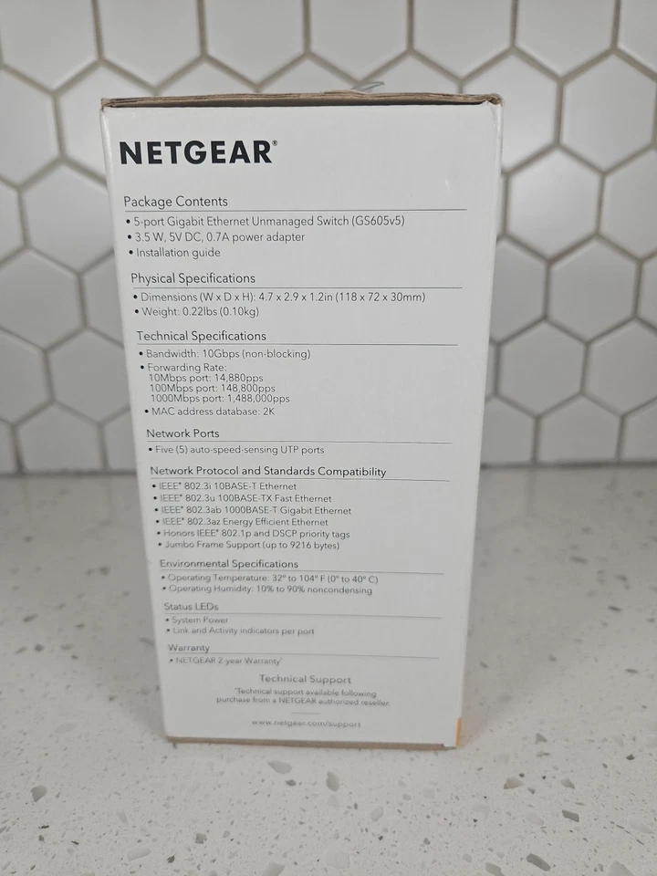 NETGEAR GS605 5-Port Gigabit Ethernet Unmanaged Switch White - NEW & SEALED - Image 4 of 4