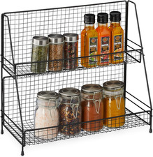 Portaspezie Salvaspazio Da Cucina, 2 Mensole, Scaffale per Spezie Autoportante,