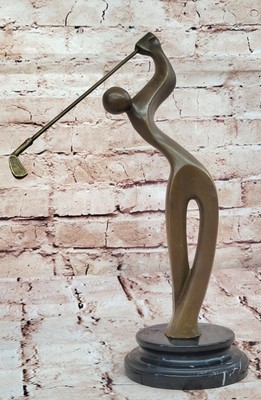 Signierte Milo Abstrakte Golfer Skulptur Bronzeguss Bronzestatue Deko