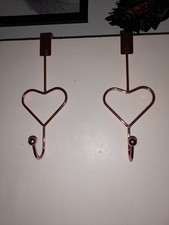 Two Gold Heart Door Hooks Metal