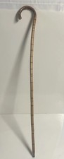 Antique 36  Bent Bamboo Cane /Walking Stick Victorian Handmade Metal Tip