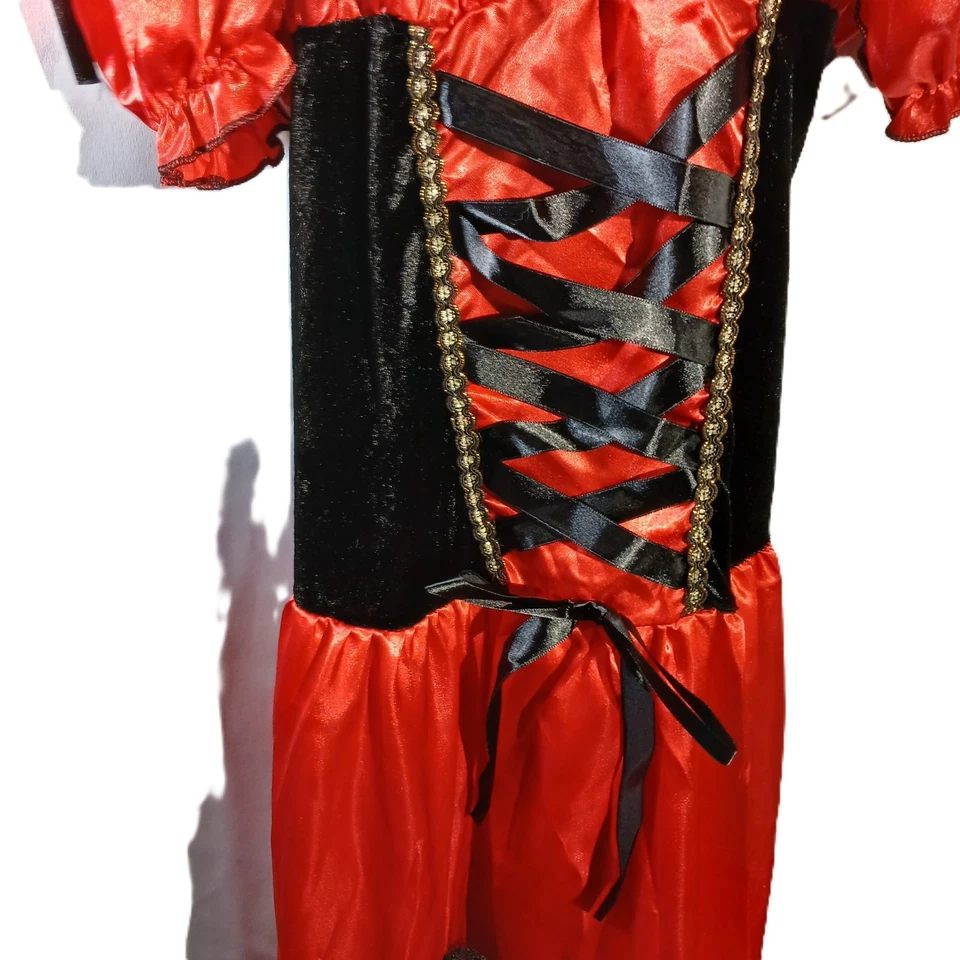 Burlesque Style Corset Mid Length Satin Dress/ Feather Garter & Headband/NWOT - Image 3 of 4