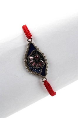 Sally Sohn Damen Armband Sterlingsilber rote Kordel Saphir Rubin Auge