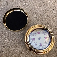 AZIMUTH Vintage Gold Compass Directional in Case