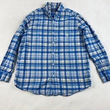 Chaps Ralph Lauren Mens Plaid Button Down Shirt L Blue Yellow