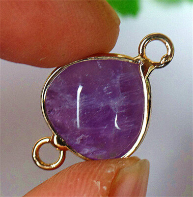 22x14x6mm Alloy Wrapped Amethyst Faceted Teardrop Double Hole Pendant BQ69497