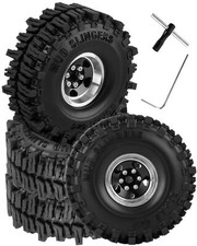 1.0 Beadlock Wheels and Tires for RC Crawler Car 1/18 TRX4M1/24 SCX24RC Off R...