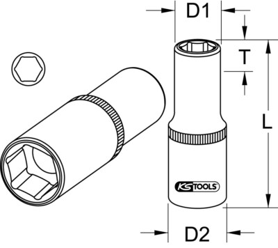 KS Tools 3/8 Sechskant-Stecknuss Lang, 24 Mm – Aus Chrom-Vanadium-Stahl