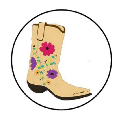 Sticker Cow Girl Boots O632|32 Sticker Label Round-2cm Letter