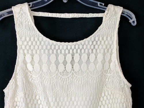 JACK WOMENS BOUTIQUE COTTON LACE IVORY SLEEVELESS LINED FLAPPER DRESS SZ M - Picture 2 of 10